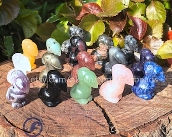 Quartz Carved Dodo Bird Statue, Healing Crystal Animals Figurine, 1.5" Gemstone Home Decor