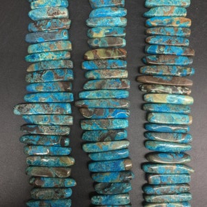 Blue Ocean Jasper Faceted Long Points,Natural Jasper Top Drilled Slice Beads Pendant,Graduated Slab point necklace DIY Jewelry 6-9x18-46mm