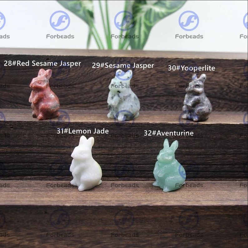 Hand Carved Gemstone Rabbit Statue, Healing Crystal Animal Gift (1.5 ...
