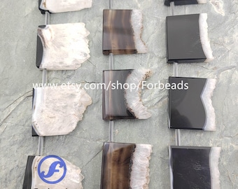 Top Drilled Slab Druzy Agate Beads,Raw Quartz Geode Drusy Slice Pendants Necklaces Making
