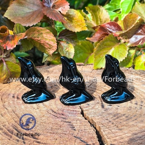 2 Inch Natural Obsidian Raven Statue Crafts Home Decoration Healing Crystal Gemstone Carved Crow Bird Figurine,Animal Sculpture Gift for Her