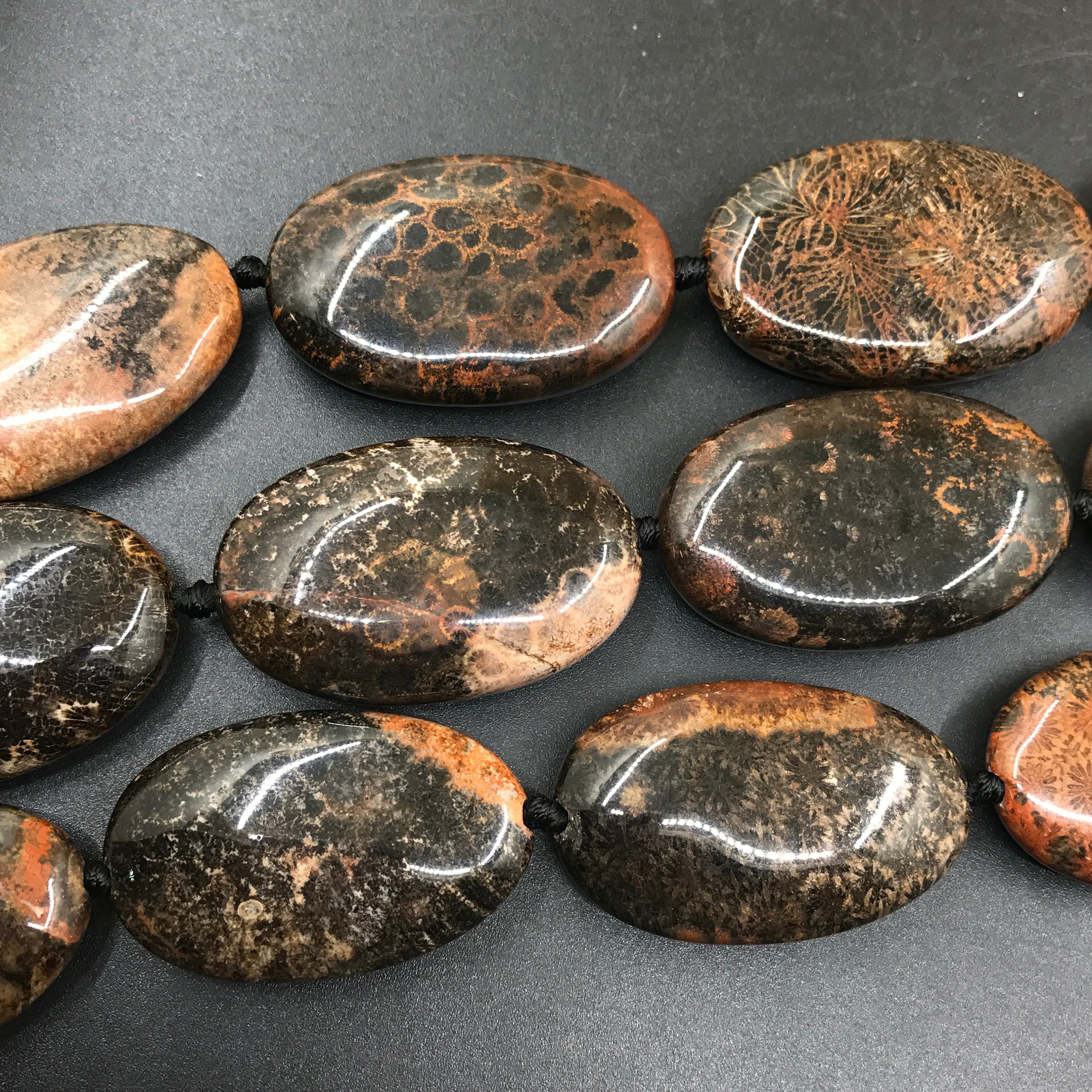 8pcs Natural Black Coral Jade Smooth Slab BeadsSlice | Etsy