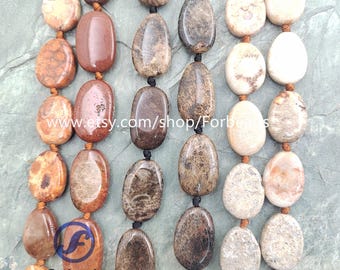 Freedom Oval Slab Coral Jade Loose Beads,Fossil Agate Slice Pendants Necklaces Jewelry Making