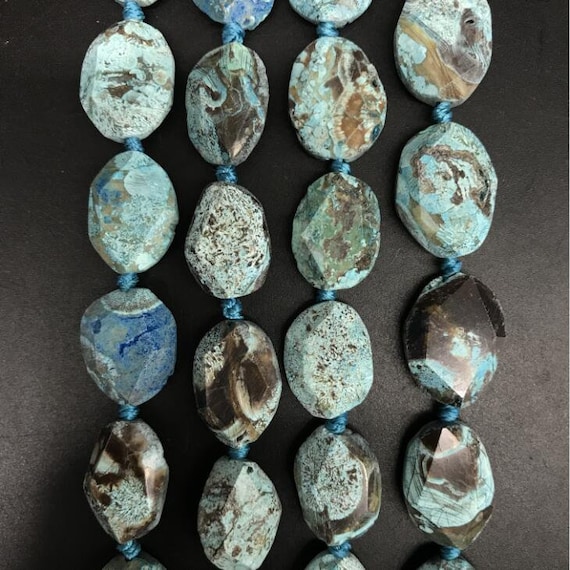 Blue Ocean Agate Faceted Oval Slabs raw Ocean Jasper Cut Slice