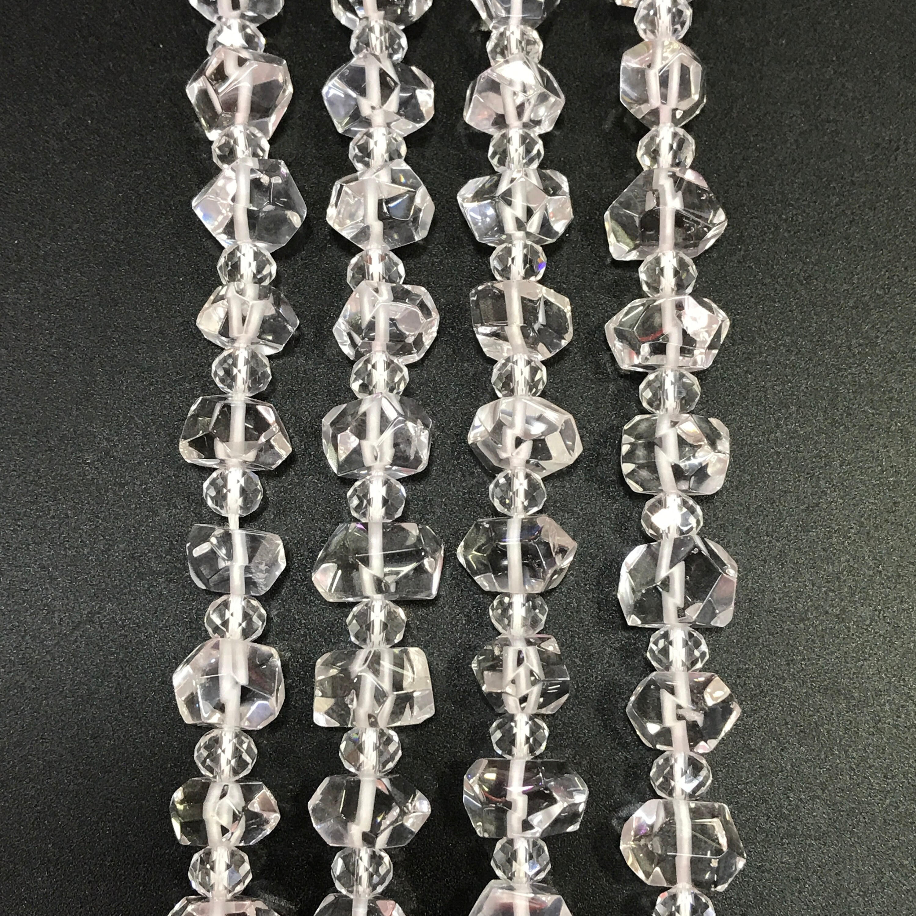 Clear Crystal Faceted Cosmic Cut Nugget 18x14mm Chinese Glass Beads Q1 Strand Clear Crystal Faceted Cosmic Cut Nugget 18x14mm Chinese Glass Beads Q1 Strand