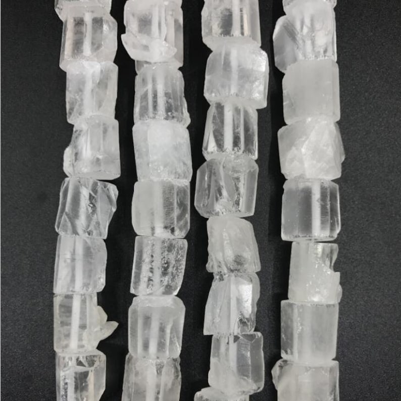 New,Rough Clear Crystal Faceted Nugget Drilled Beads,Freeform Shape Cut slice Crystal Gems,Matted Rock Quartz Druzy Charms Chunky Jewelry