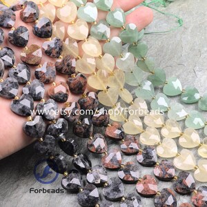 28pcs/Strand Faceted Heart Loose Beads,Natural Gemstone Citrine Labradorite Aventurine For Jewelry Making
