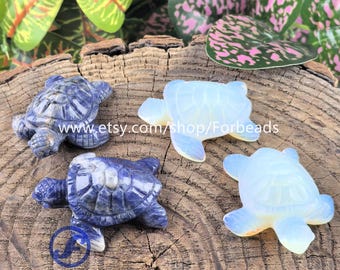 2inches Sodalite Sea Turtle Figurine,Carved Gemstone Opalite Tortoise Animals Statue Home Decoration Gift