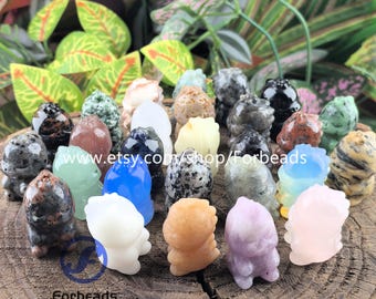 1.2" Baby Dinosaur Statue Crystal Carved Home Decor,Gemstone Quartz Animal Dragon Figurine Gifts
