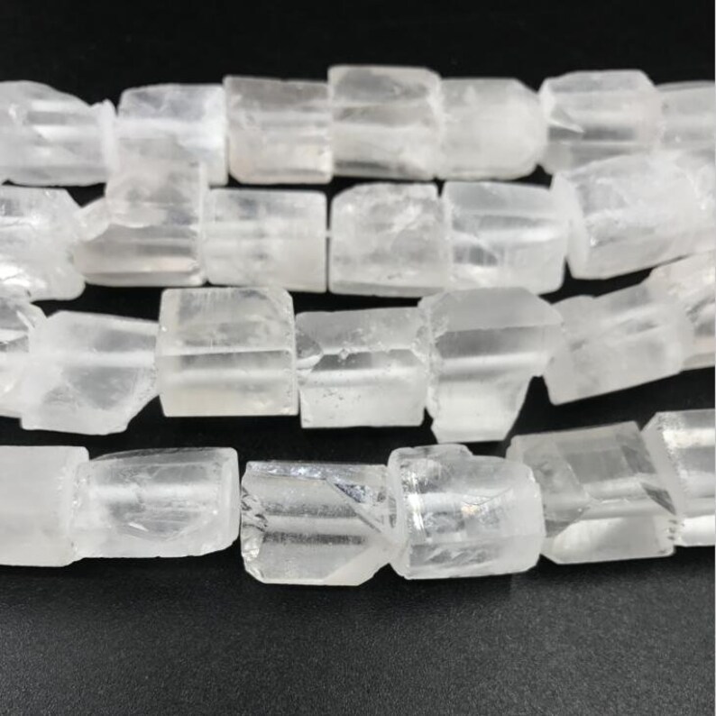 New,Rough Clear Crystal Faceted Nugget Drilled Beads,Freeform Shape Cut slice Crystal Gems,Matted Rock Quartz Druzy Charms Chunky Jewelry