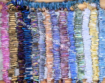 Crystal Point Beads Strand, Top Drilled Quartz Tusk Spikes, Jewelry Making