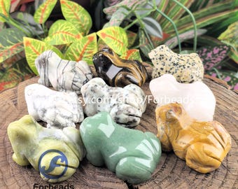 2 inch Frog Figurine Desk Decor,Carved Gemstone Animal Statue Healing Crystal Home Decoration