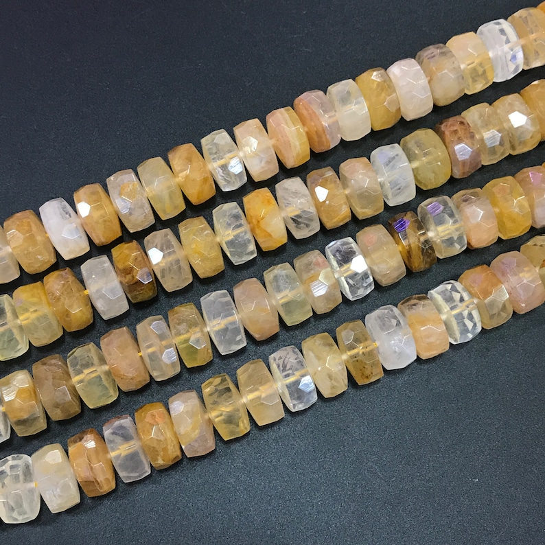 46-48pcsstr,8x15mm Natural Citrine Quartz Faceted Rondelle Spacer Beads,Cut Yellow Crystal Nugget Beads Pendant Necklaces Charms Jewelry