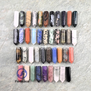 Top Drilled Crystal Hexagon Point Pendant,Gemstone Quartz Tower Pencil Chakra Necklace Charms