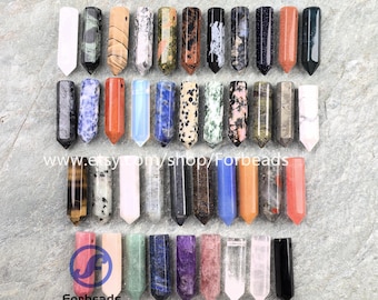 Top Drilled Crystal Hexagon Point Pendant,Gemstone Quartz Tower Pencil Chakra Necklace Charms