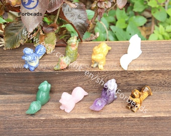 Hand Carved Gemstone Squirrel Figurine, Healing Crystal Animal Statues Home Desk Decor (2 inch)