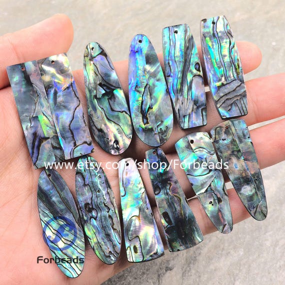 1Pair Abalone Shell Top Drilled Teardrop Earring Pendants,Geometric Rectangle Slice Charms Jewelry Findings