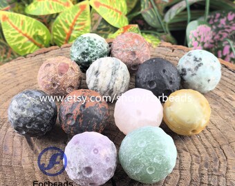 30mm Natural Gemstone Planet Ball Home Decoration,Crystal Carved Meteorite Moon Sphere Statues Gifts