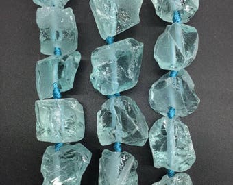 Rough Blue Quartz Nugget Beads, Raw Crystal Pendants, Jewelry Making (Approx 15pcs)