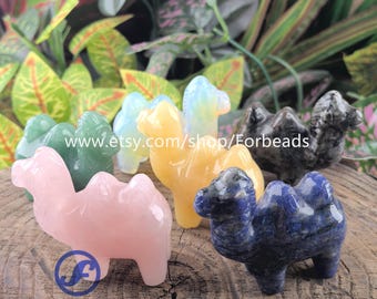 60mm Carved Gemstone Camel Figurine Desk Home Decoration,Reiki Quartz Crystal Animal Statue Gifts