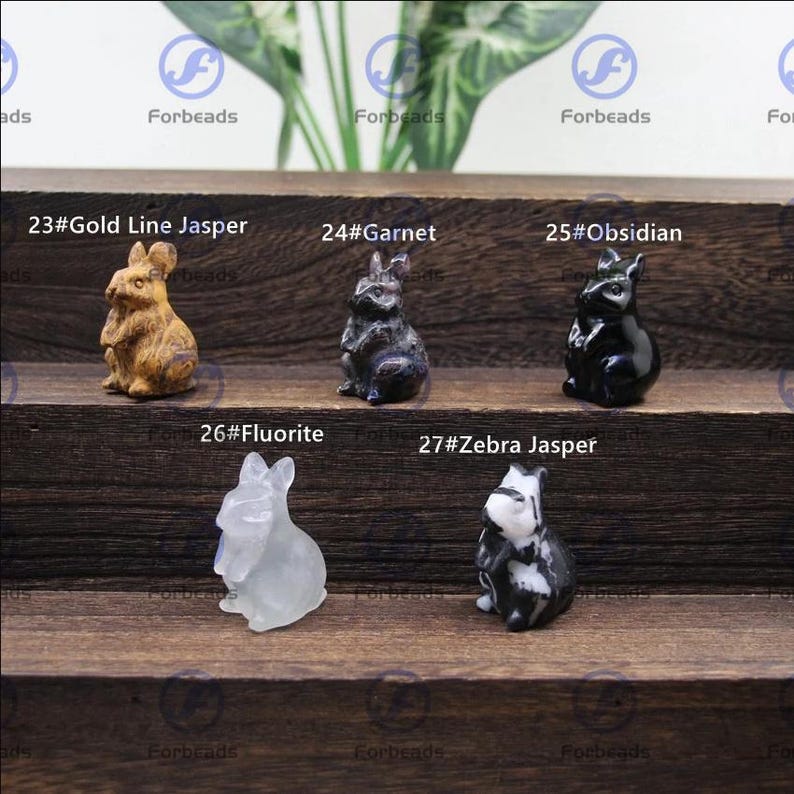 Hand Carved Gemstone Rabbit Statue, Healing Crystal Animal Gift (1.5 ...
