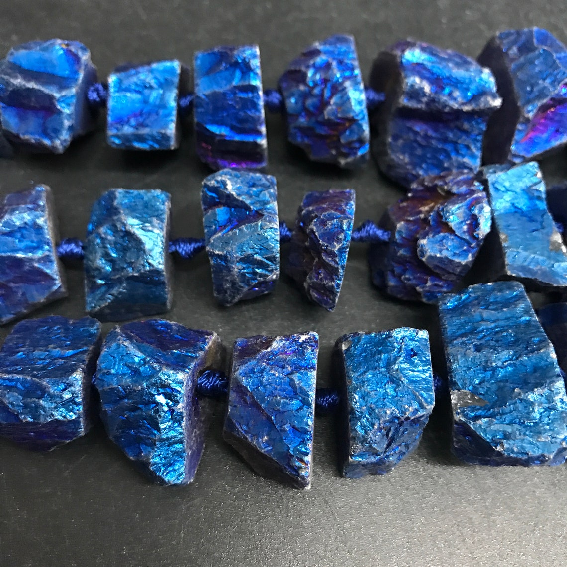 Dark Blue Quartz Rough Crystal Faceted NuggetTitanium Coated Etsy