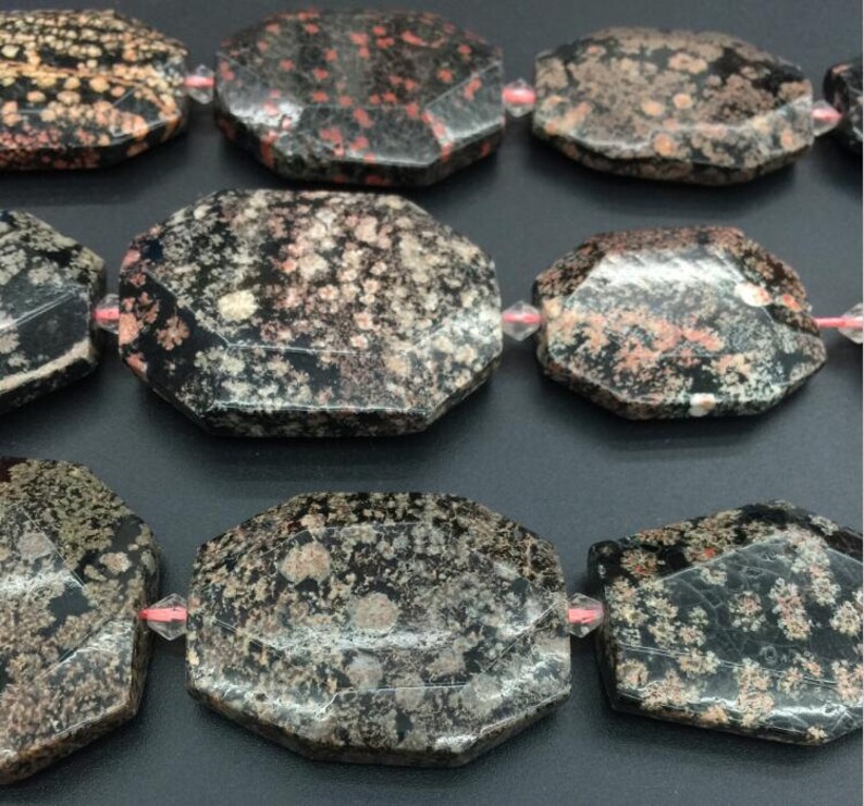 Full strand Natural Red Snowflake Jasper faceted Slab Loose Etsy
