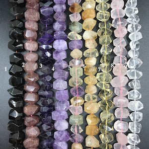 Wholesales Faceted Nugget Beads,Natural Crystal Smoky Rose Strawberry Quartz Citrine Amethyst Cut Nugget Pendant Beads Jewelry supplies