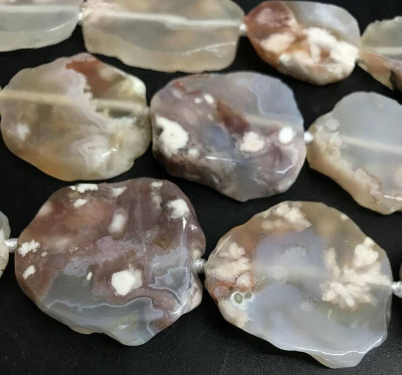 New Arrival!!!Irregular Sakura Agate Flat Slab,Natural Druzy Cherry blossom Agate Freeform Slice nugget,Drusy Flower Fossil Agate Gems bead