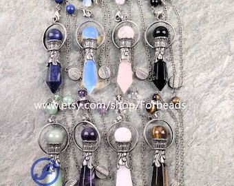 Reiki Quartz Hexagon Point Pendulum Angel Charms Healing Crystal Chakra Gemstone Pendants Divination Jewelry