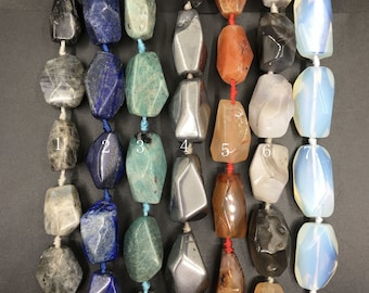 Faceted Gemstone Nugget Loose Beads, Labradorite, Lapis, Agate, Opal, Quartz Strand for Jewelry Making