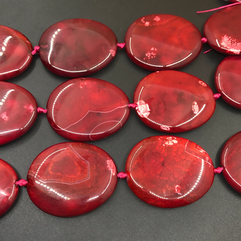 Approx 7pcs Large Red Agate Flat Oval Beads,Dragon Veins Agate Druzy Slab Slice Loose Beads Pendants Necklaces Jewelry Making 43x52mm