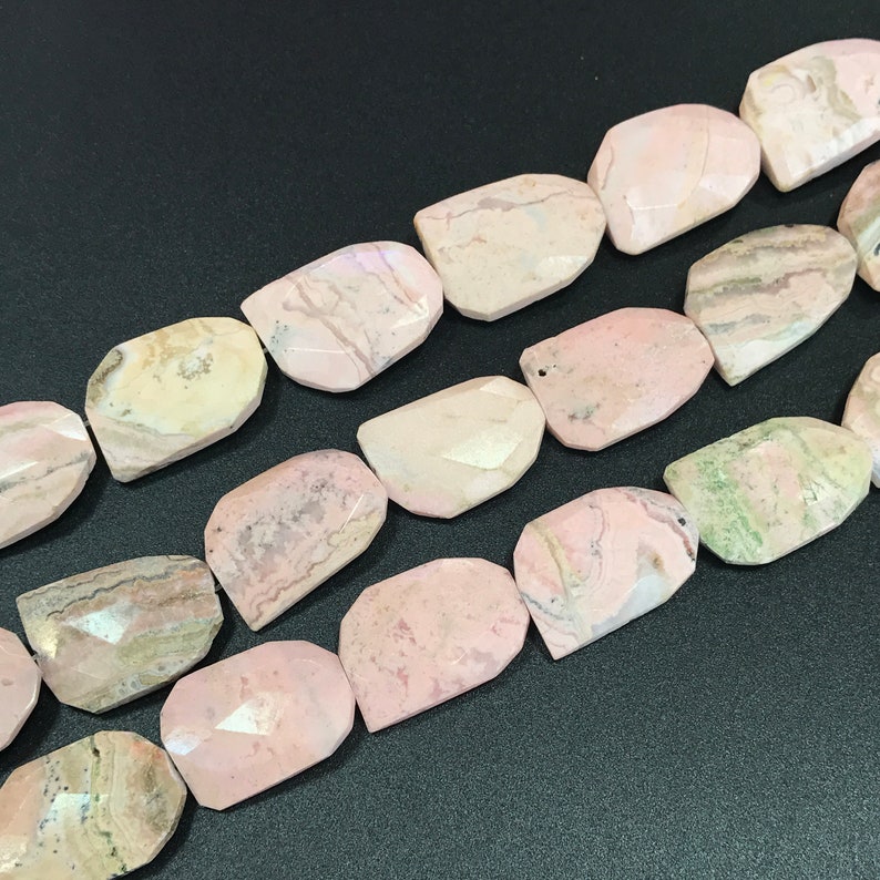 20-21x29-30mm,Brazil Rhodochrosite Faceted Slice Slab Beads,Natural Pink Gemstone Cut Nuggets DIY Pendants Necklace Charms Jewelry Supplies