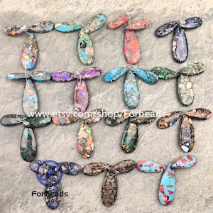 3pcs/set Multicolor Imperial Jasper Top Drilled Teardrop Beads,Sea Sediment Pendant Earring Making