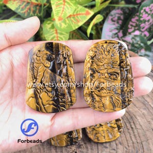 Carved Tiger Eye Pendants Fierce Tiger&Dragon Charms Man Jewelry Necklace Gifts