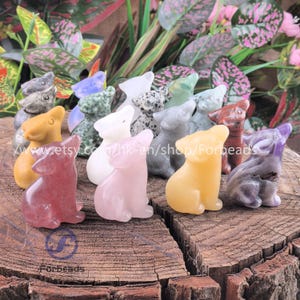 1.5&quot; Carved Wolf Statues Home Decoration,Carved Amethyst Aventurine Pyrite Opalite Wolf Figurine Hand Carving Animal Spirit Totem Kids Gifts