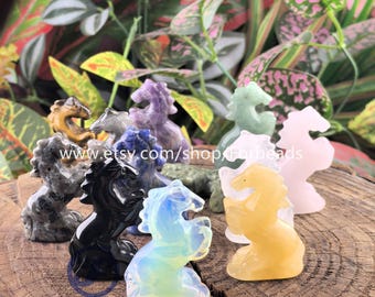 2inches Carved Horse Statue Desk Decor,Healing Crystal Gemstone Animal Figurine Home Decoration Gifts