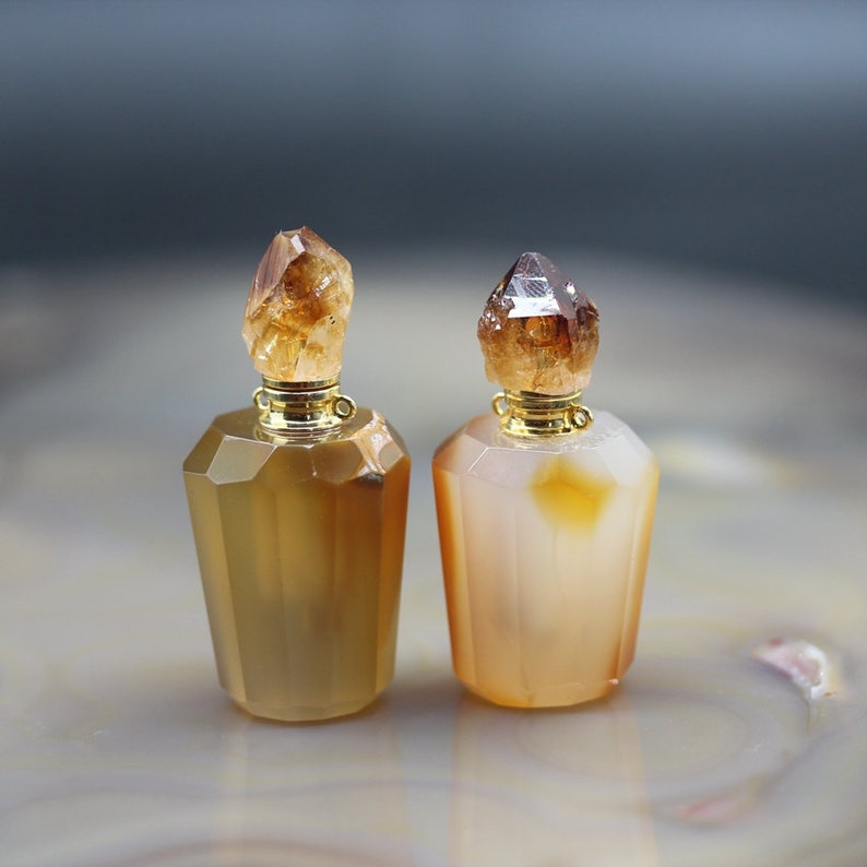 Natural Agate Perfume Bottle PendantsCitrine Geode Druzy Caps Etsy