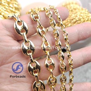 1Meter(3.28 ft) Pig Nose Chains,Gold Plated Thick Disk Mariner Link Chain Wholesales