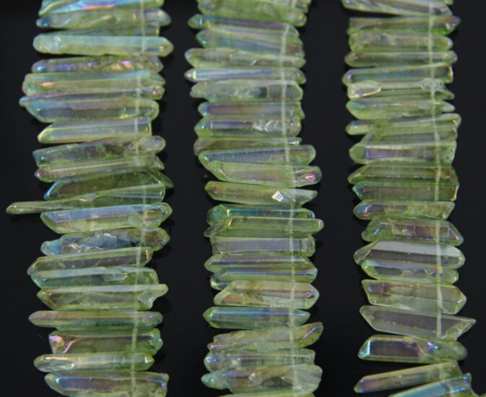 Full Strand Lime green plated clear crystal quartz Etsy