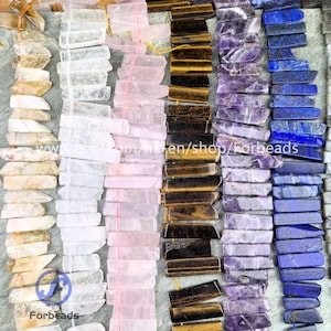33 Gemstone Choice Top Drilled Slice Slab Loose Beads,Labradorite Crystal Quartrz Lapis Stick Point Pendants Earring Necklace Jewelry Making