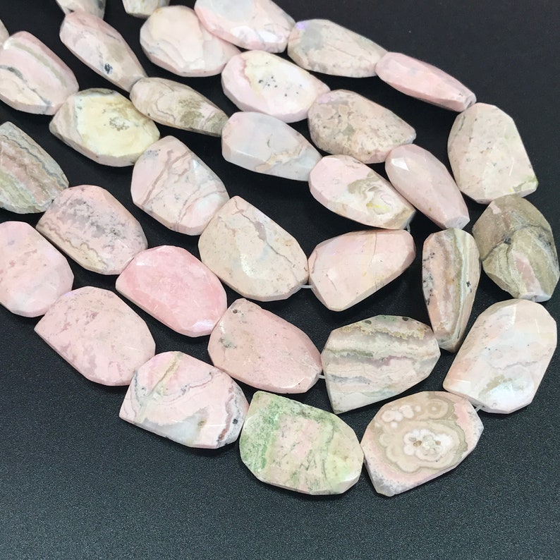 20-21x29-30mm,Brazil Rhodochrosite Faceted Slice Slab Beads,Natural Pink Gemstone Cut Nuggets DIY Pendants Necklace Charms Jewelry Supplies