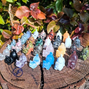 1.2" Healing Crystal Mini Cat Statue Home Decoration,Carved Quartz Gemstone Cute Cat Figurine,Amethyst Opal Rhodonite Animal Kids Gifts