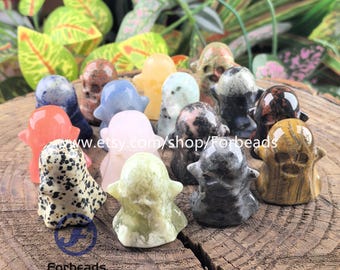 1.3inch Healing Crystal Ghost Statues Home Desk Decor,Carved Gemstone Quartz Figurine Halloween Gifts