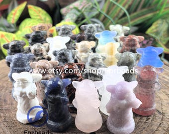 1.5" Gemstone Carved Yoda Statue,Reiki Healing Crystal Quartz Figurine Home Decoration,Sculpture Gifts