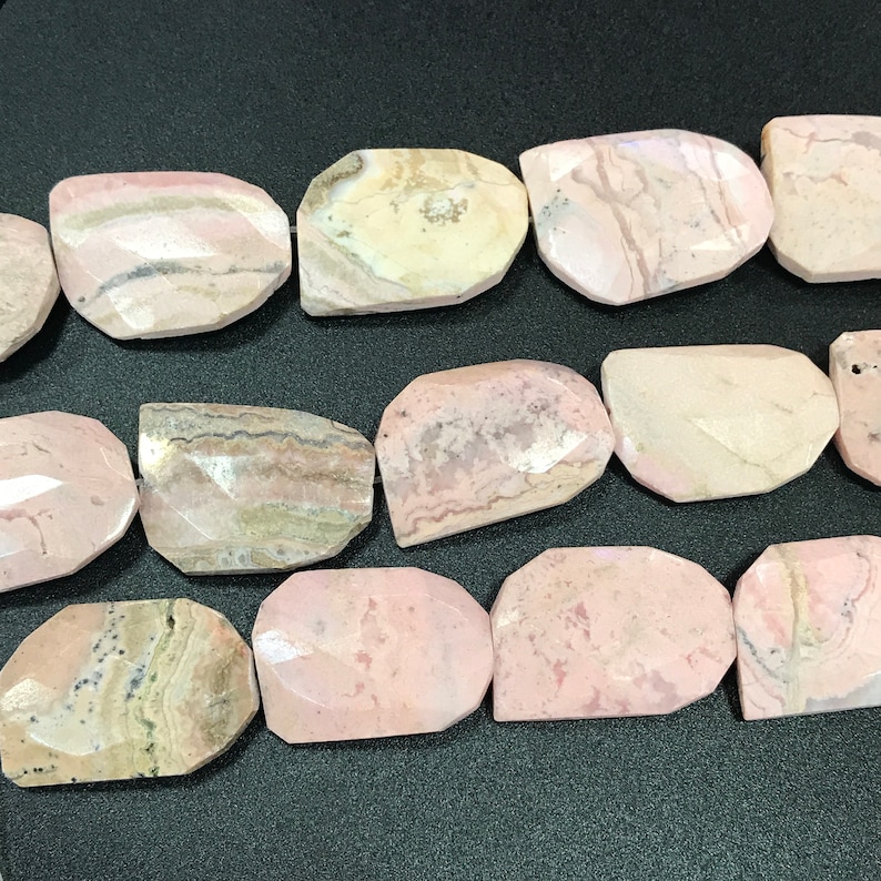 20-21x29-30mm,Brazil Rhodochrosite Faceted Slice Slab Beads,Natural Pink Gemstone Cut Nuggets DIY Pendants Necklace Charms Jewelry Supplies