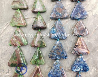 Green Crazy Agate Triangle Loose Beads,Banded Lace Onxy Slab Slice Pendants Necklaces Making