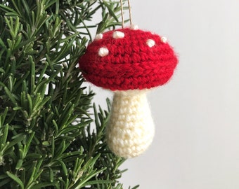 Crochet Mushroom Ornament-crochet christmas ornaments-crochet mushroom-holiday decor-christmas decor