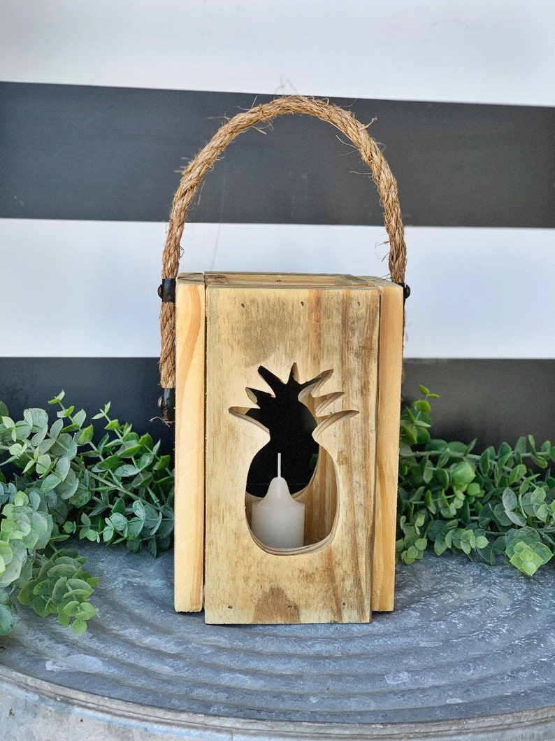 Rustic Pineapple Lantern,Wedding centerpieces,housewarming gift,pineapple lover gift,wedding gift,pineapple lantern,friend gift,best seller Natural