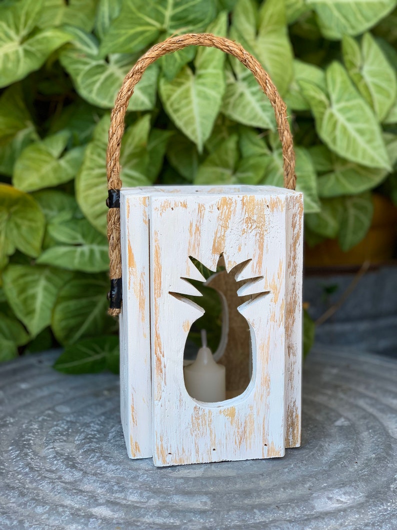 Rustic Pineapple Lantern,Wedding centerpieces,housewarming gift,pineapple lover gift,wedding gift,pineapple lantern,friend gift,best seller White Washed